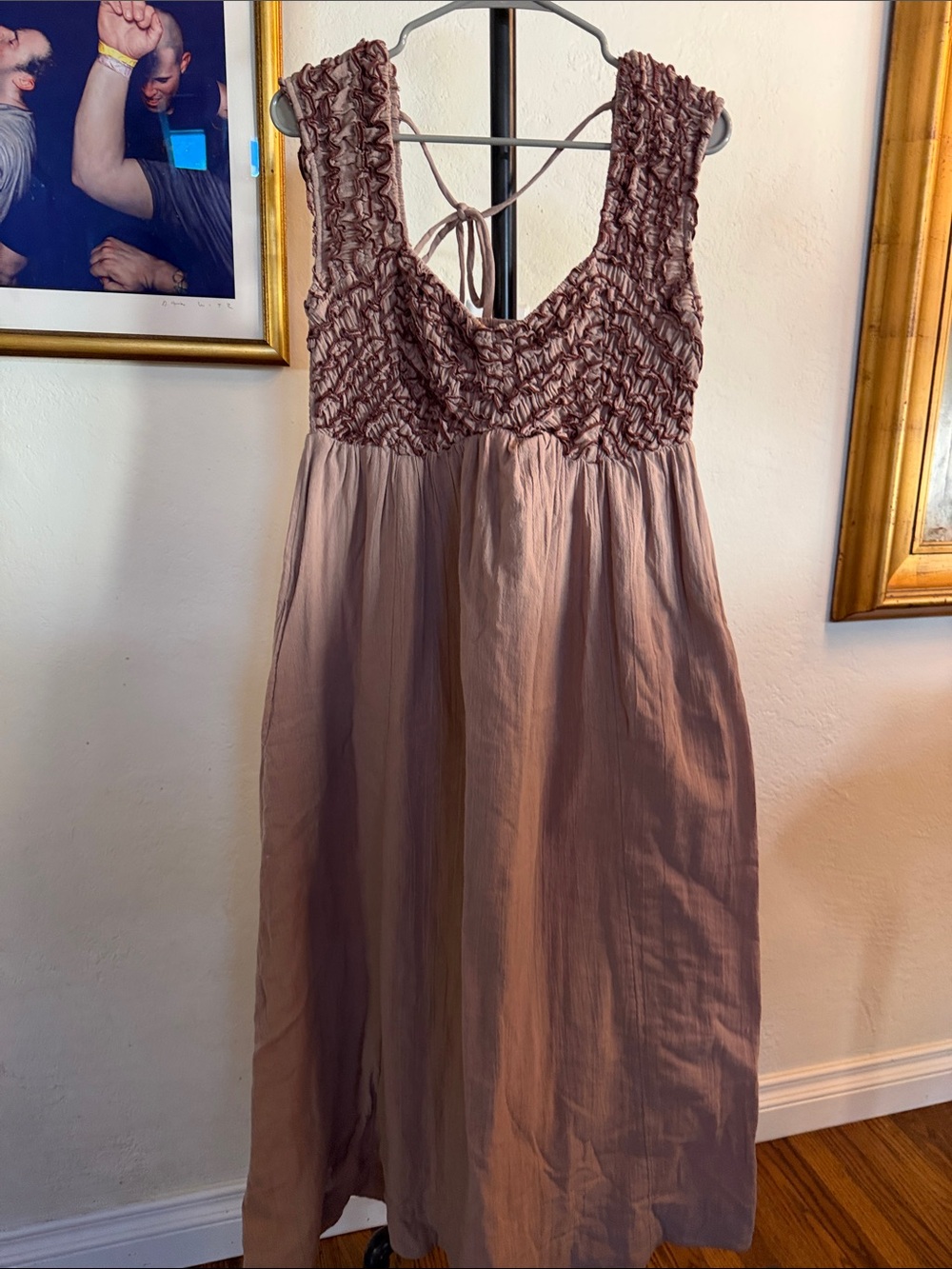 Free People Smocked Bodice in Mauve Pink